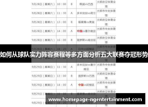 如何从球队实力阵容赛程等多方面分析五大联赛夺冠形势
